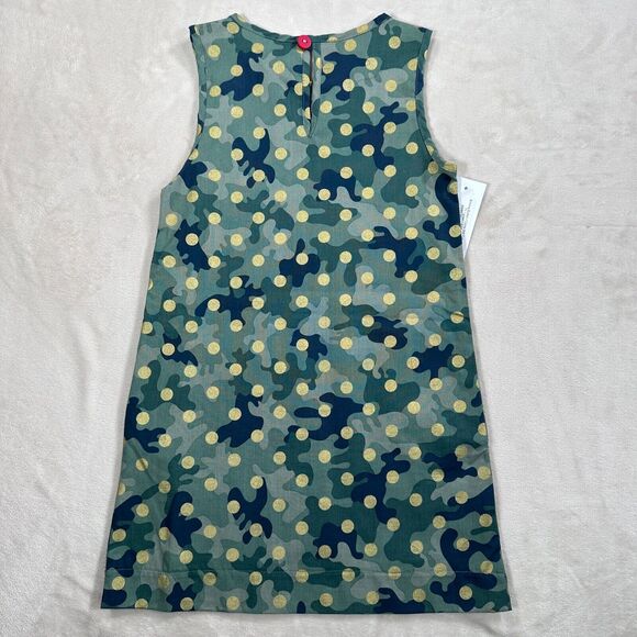 Smiling Button Polka Dot Dress Girls Size 7 Green Camo Gold Tunic New - Picture 7 of 9
